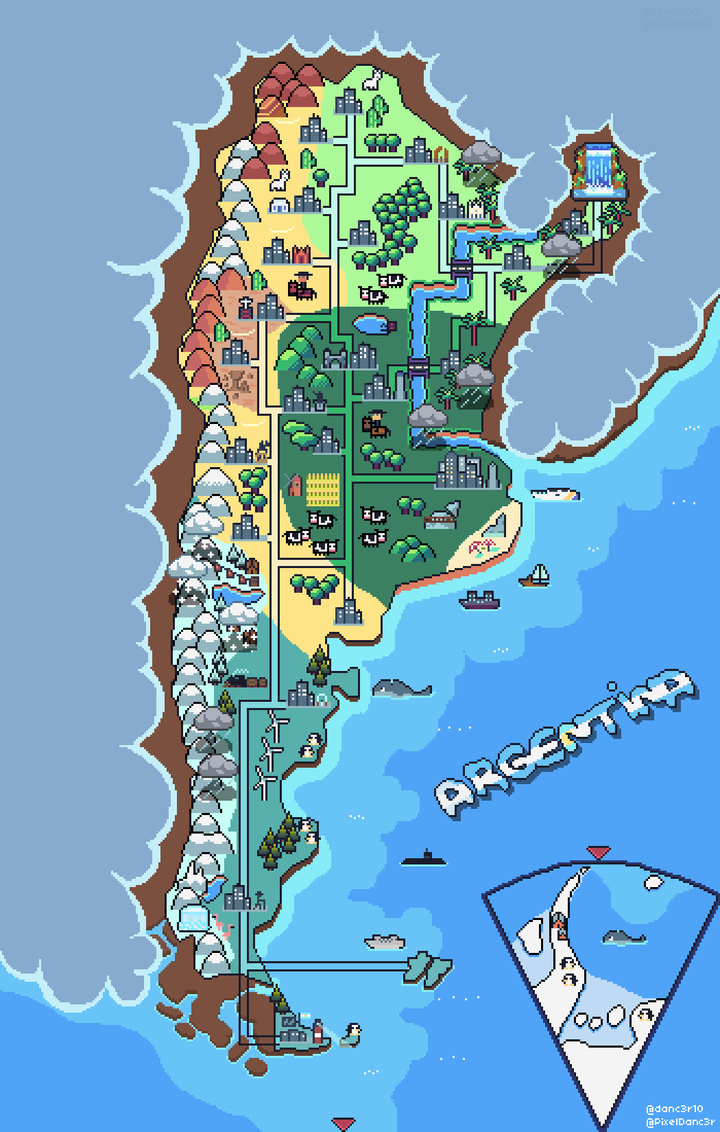 Pixel Art Map Of Argentina