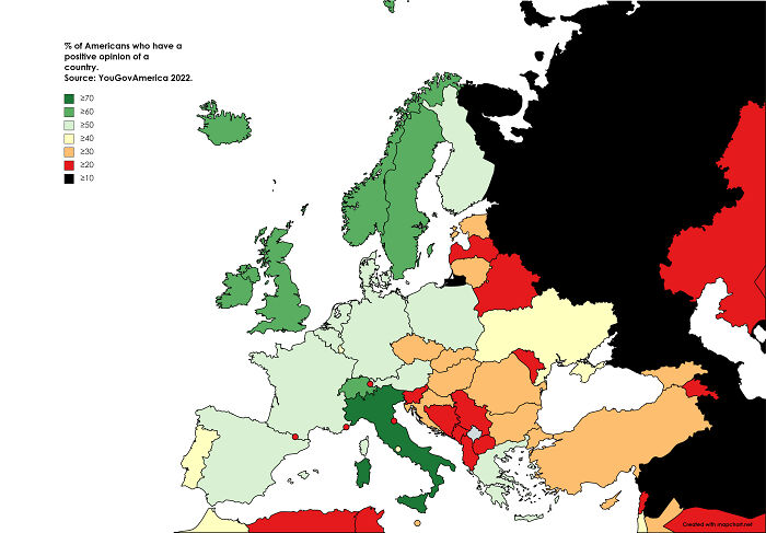 What European Countries Do Americans Like The Most? - Yougov 2022