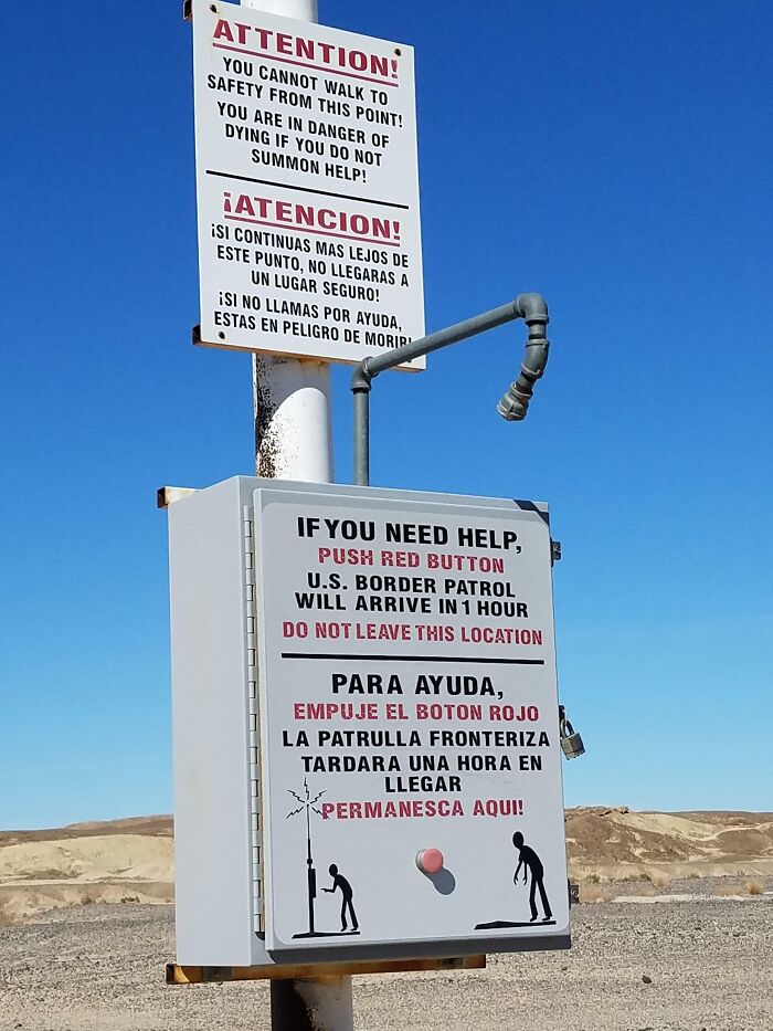 Button To Save People From Crossing The Desert From Mexico