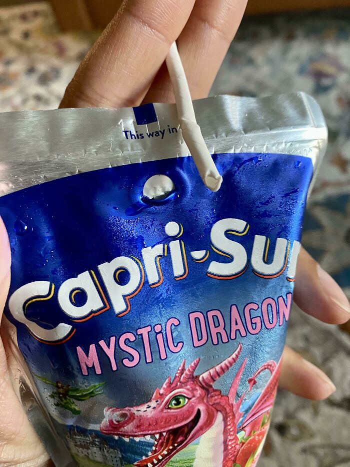 Paper Straw To Pierce Stretchy Plastic. Had To Use A Fork