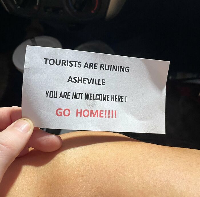 Left On My Sister’s Windshield. Who Is From Asheville, But Has South Carolina Plates. Stay Classy Asheville