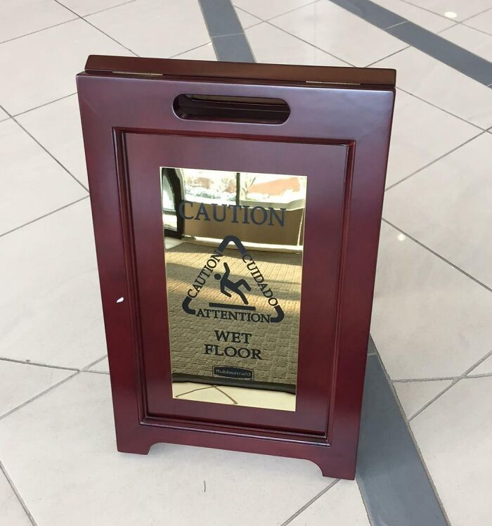 This Is The Classiest, Most Luxurious Wet Floor Sign I've Ever Seen