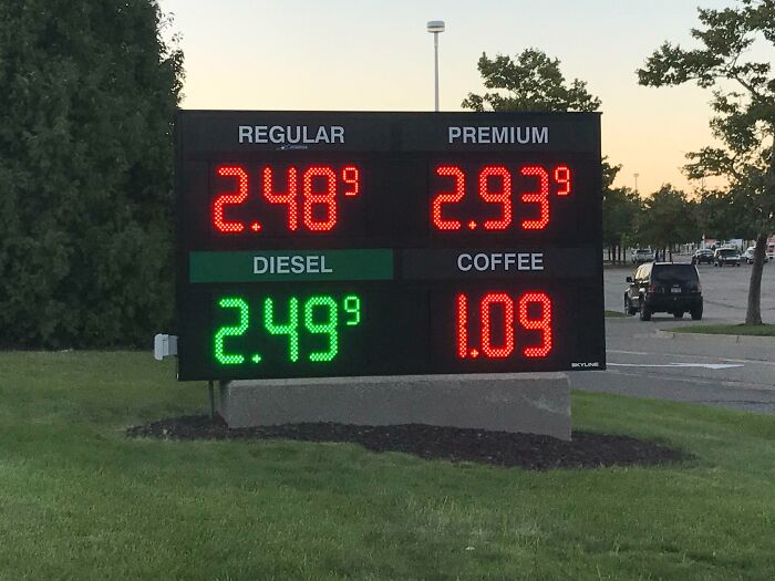 This Gas Station Sign Has The Price Of Coffee