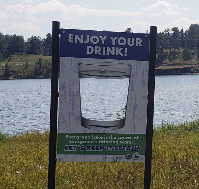 Anti-Pollution Sign By A Lake In Evergreen, Colorado