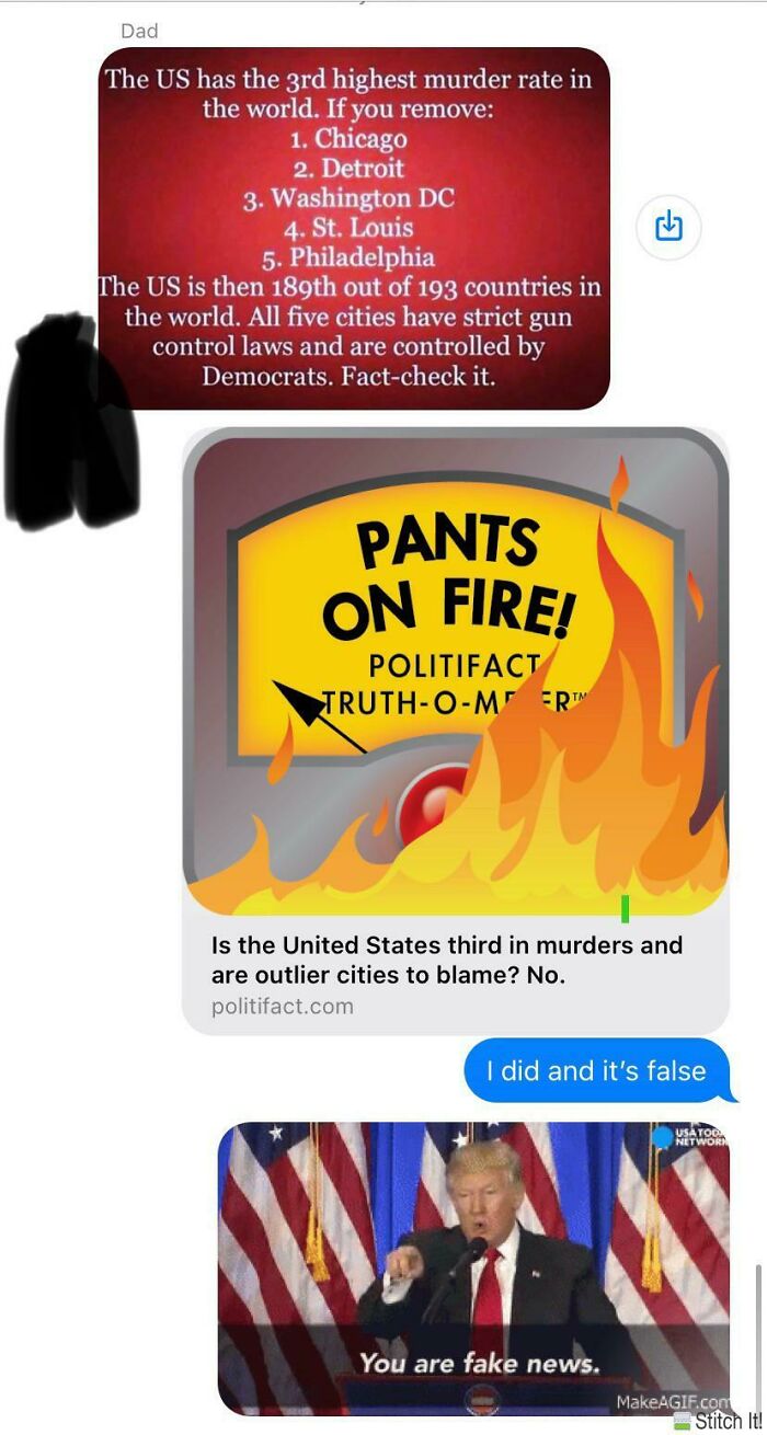 Had This Fun Little Chat With My Dad About A Meme He Sent Me Relating To Gun Violence