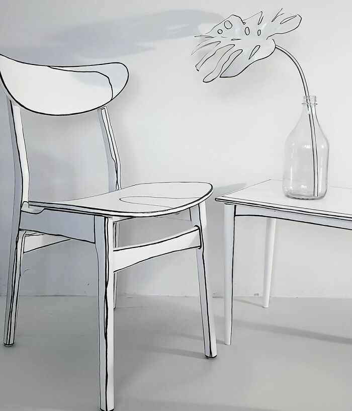 Artist Paints Home Interior In An Unusual Way To Create A 2D Illusion, And Here Are 33 Pictures Of Her Work