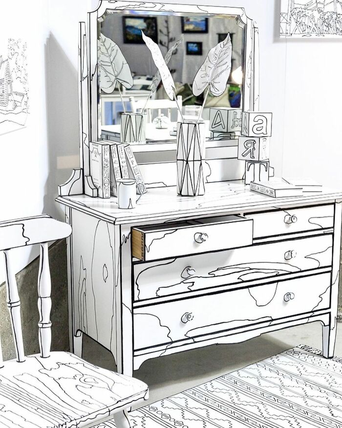 Artist Paints Home Interior In An Unusual Way To Create A 2D Illusion, And Here Are 33 Pictures Of Her Work