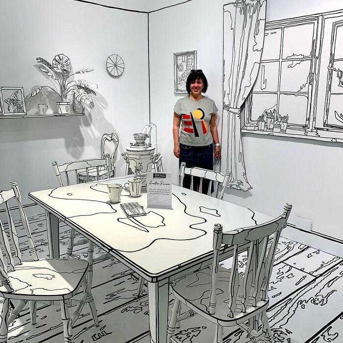Artist Paints Home Interior In An Unusual Way To Create A 2D Illusion, And Here Are 33 Pictures Of Her Work