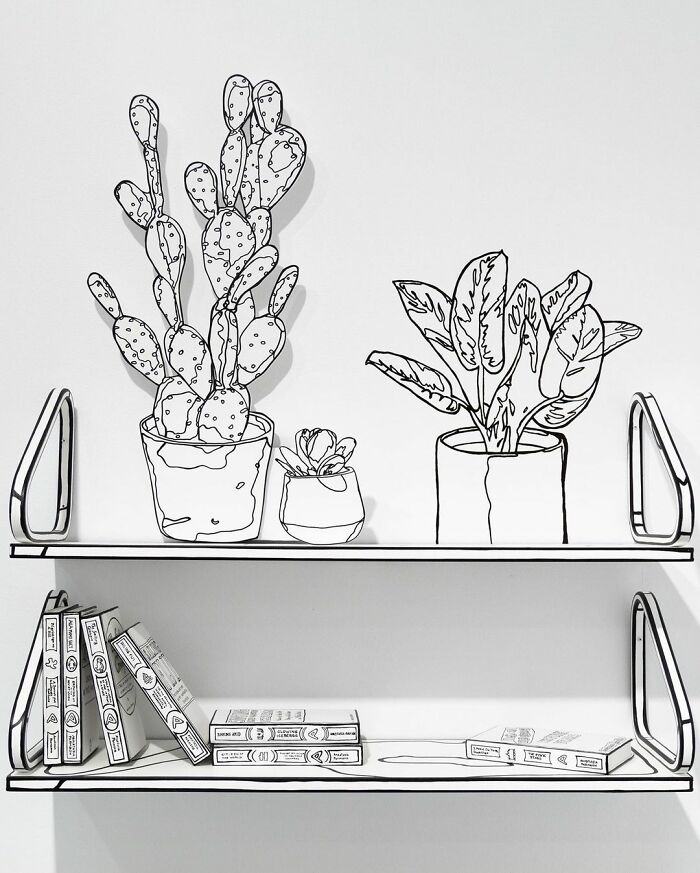 Artist Paints Home Interior In An Unusual Way To Create A 2D Illusion, And Here Are 33 Pictures Of Her Work