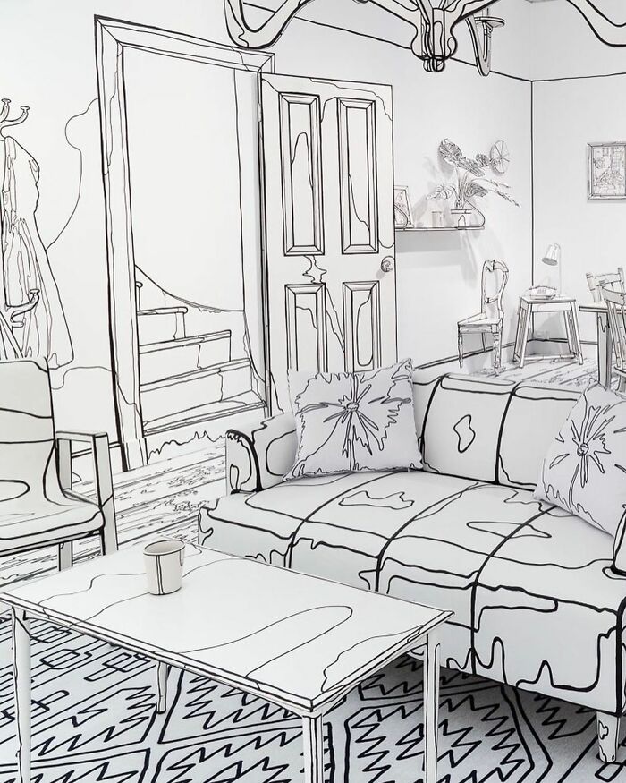Artist Paints Home Interior In An Unusual Way To Create A 2D Illusion, And Here Are 33 Pictures Of Her Work