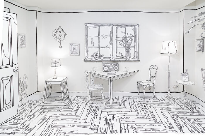 Artist Paints Home Interior In An Unusual Way To Create A 2D Illusion, And Here Are 33 Pictures Of Her Work