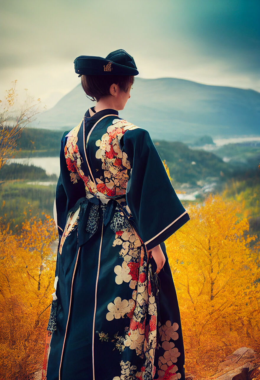 I Blend International Fashion Trends, And This Time Norway Meets Japan With A Traditional Bunad Combined With Kimono