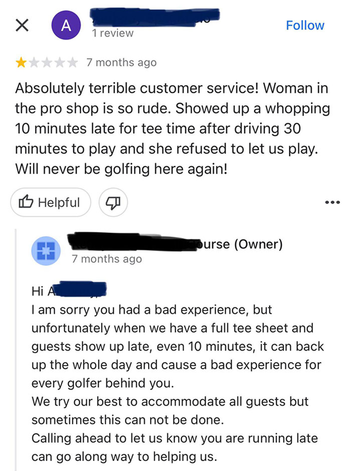 Going On A Trip And Researching Some Courses. Sometimes I Read One-Star Reviews. Imagine Being Such A Selfish Entitled Person That You Leave This Review