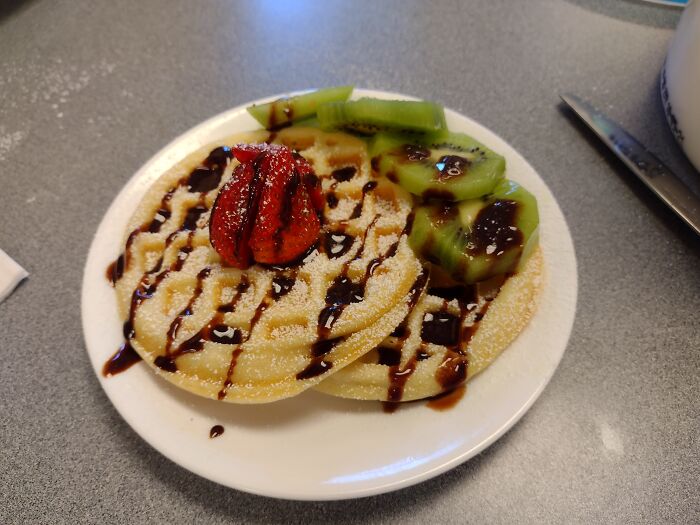 I Just Made Waffles The Other Day And I Decided To Work On Plate Presentation... Now I'm Hungry Again