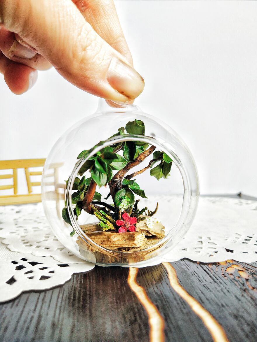 Glass Dome With Miniature Tree