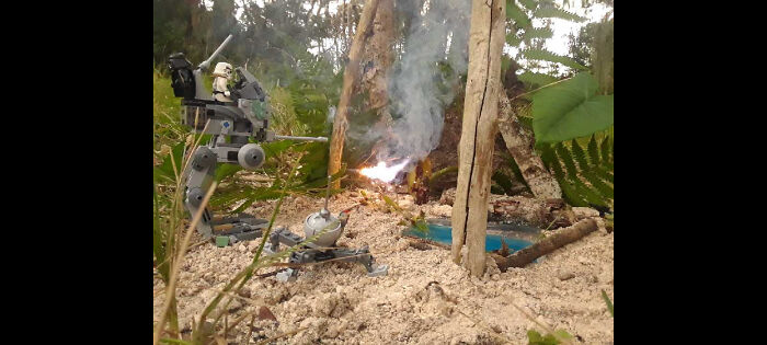 Wife And Son Playing Legos In The Yard