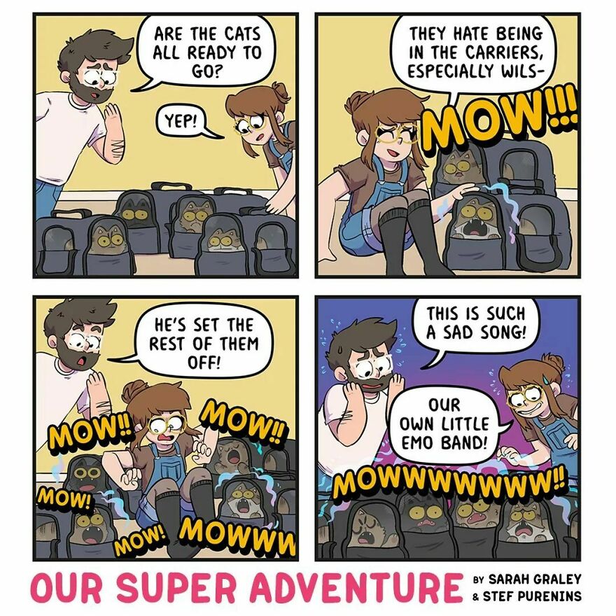 This Artist Illustrates His Crazy Life With His Fiancé And 4 Cats (New Photos)