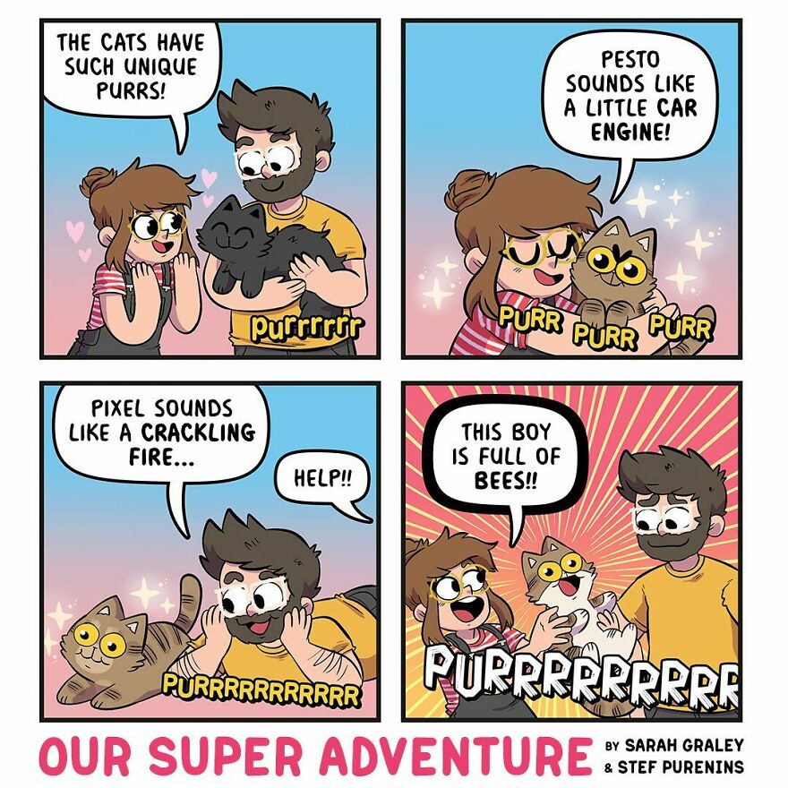 This Artist Illustrates His Crazy Life With His Fiancé And 4 Cats (New Photos)