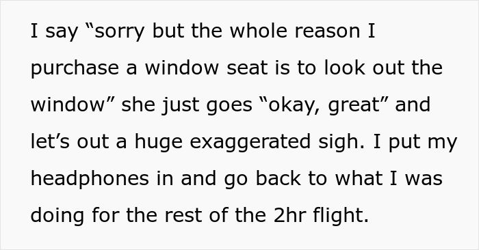 Woman Upset Her Seatmate Refused To Shut The Window Shade As They Paid Extra $30 For The Window Seat