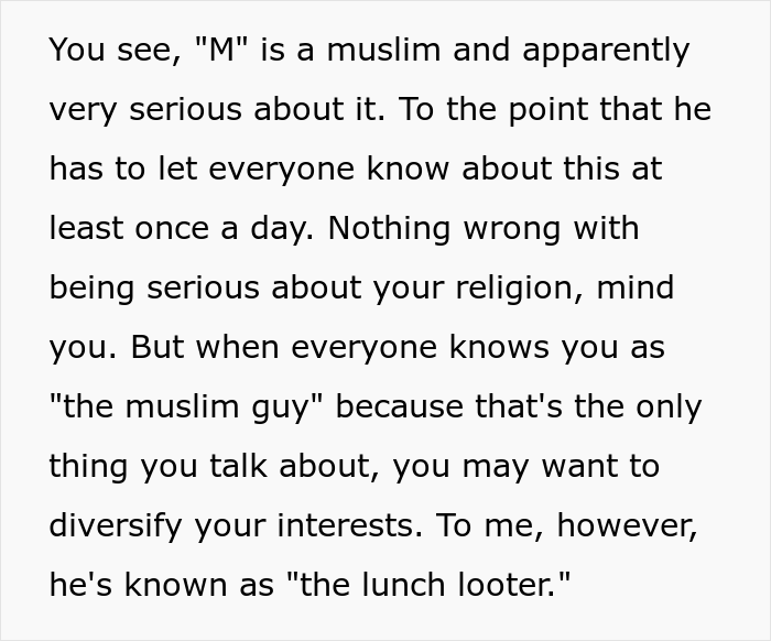 "The Office Was Set Off By Bloody Screams": Employee Is Sick And Tired Of Muslim Coworker Stealing Their Food, Puts Pork In It