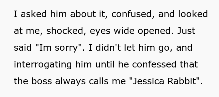 Woman Applauded For Standing Her Ground After Learning Her Boss Calls Her &ldquo;Jessica Rabbit&rdquo;