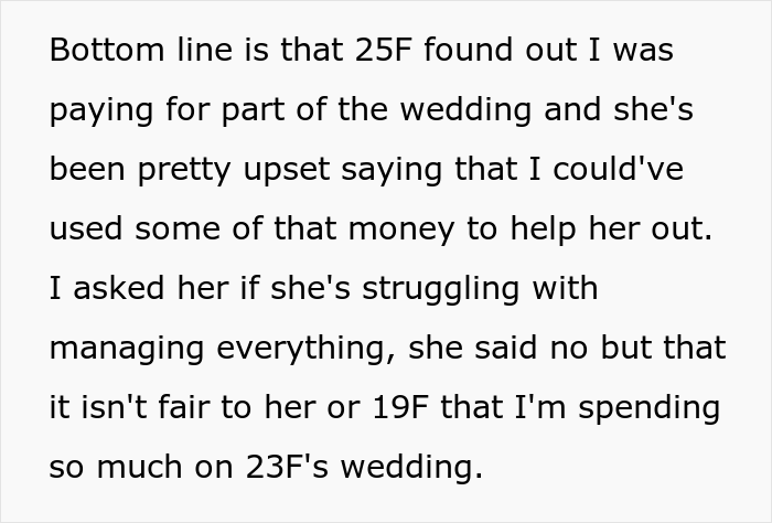 Dad Let His Daughter Know He Won&rsquo;t Be Paying For Her Wedding And Refuses To Help Her Further With Student Debt, But Contributes To Stepdaughter&rsquo;s Wedding