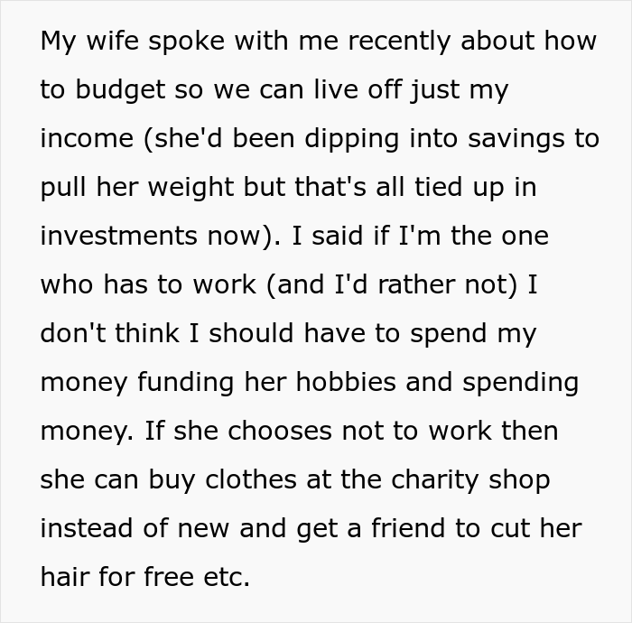 Husband Refuses To Give Jobless Wife Spending Money, Ignoring The Fact That She Used Her Inheritance Money To Buy Them A House And 2 Cars