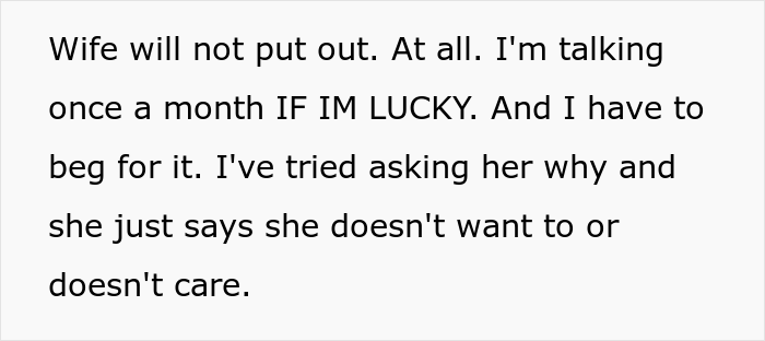 "Wife Will Not Put Out. At All": Husband Wonders If He's A Jerk For Telling Wife He'll 'Get Some' Elsewhere
