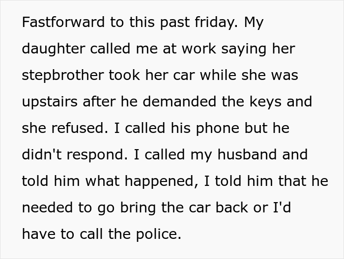 &ldquo;My Husband Blew Up At Me&rdquo;: Woman Wonders If She&rsquo;s Wrong To Have Called The Police On Her Stepson, Who Stole Her Daughter&rsquo;s Car