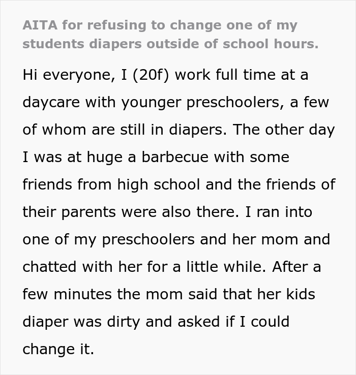 Drama Ensues After Daycare Teacher Refuses To Change Diaper Of Germaphobe Mom's Kid