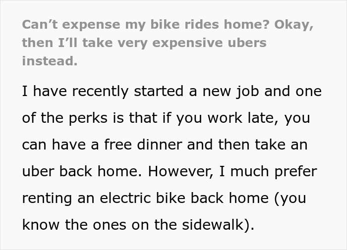 Employee Doesn&rsquo;t Get Back Their &pound;100 Of Travel Expenses Because They Used An E-Bike Instead Of An Uber, So They Maliciously Comply