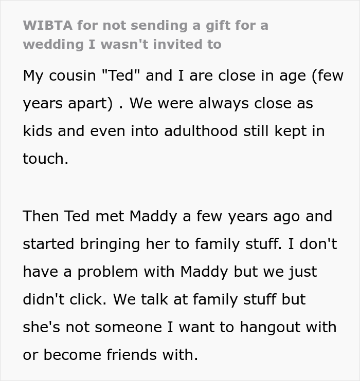 "Would I Be The [Jerk] For Not Sending A Gift For A Wedding I Wasn't Invited To?"