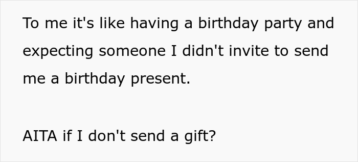 "Would I Be The [Jerk] For Not Sending A Gift For A Wedding I Wasn't Invited To?"