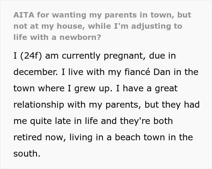 Pregnant Woman Asks For Parents&rsquo; Help For A Few Weeks, Refuses To Let Them Stay At Her House Because She Wants Privacy