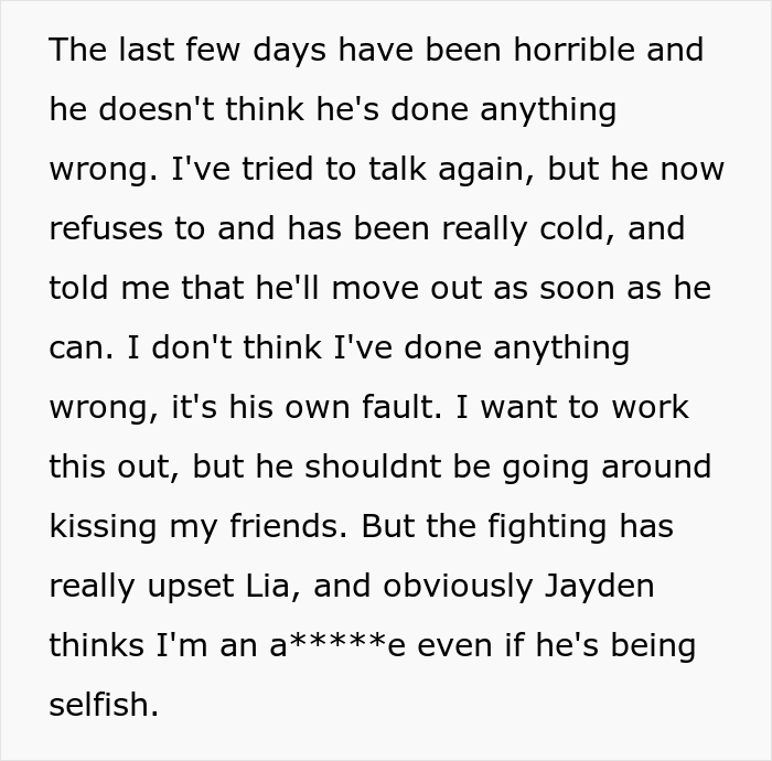 "I Genuinely Don't Get Your Issue": Woman Felt 'Betrayed' After Her Male Roommate Kissed Her Best Friend, Netizens Call Her A Jerk