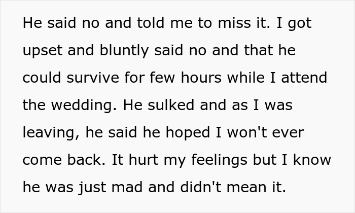 “AITA For Losing It On My Husband For Lying About An Emergency To Get Me To Leave My Brother’s Wedding Early?” “AITA For Losing It On My Husband For Lying About An Emergency To Get Me To Leave My Brother’s Wedding Early?”