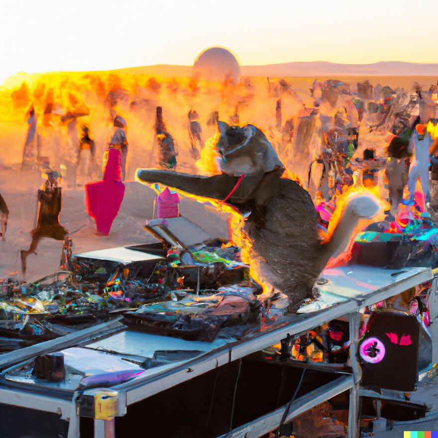 I Have Created Pictures Portraying Cats Taking Over The Burning Man With Ai (11 Pics)