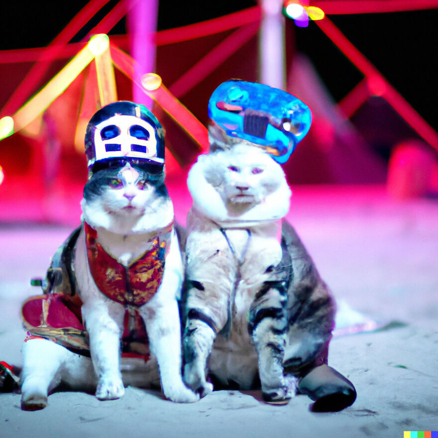 I Have Created Pictures Portraying Cats Taking Over The Burning Man With Ai (11 Pics)