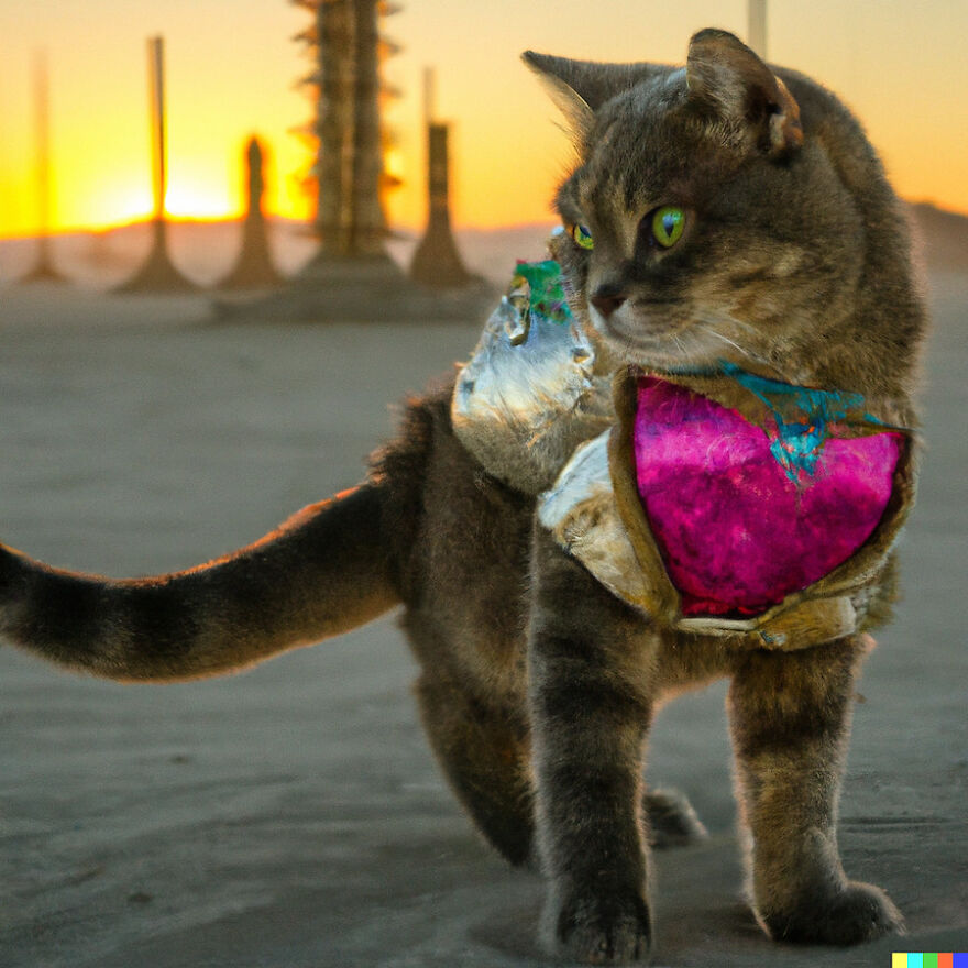 I Have Created Pictures Portraying Cats Taking Over The Burning Man With Ai (11 Pics)