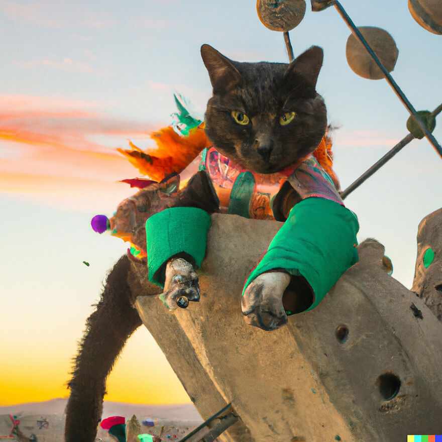 I Have Created Pictures Portraying Cats Taking Over The Burning Man With Ai (11 Pics)