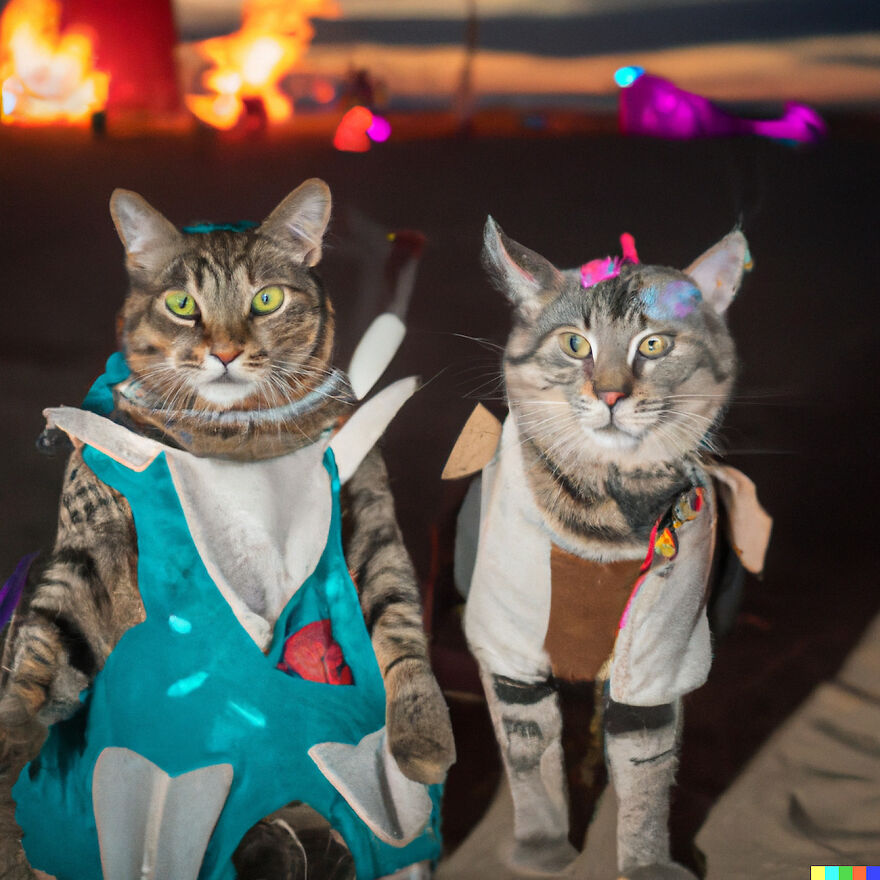 I Have Created Pictures Portraying Cats Taking Over The Burning Man With Ai (11 Pics)