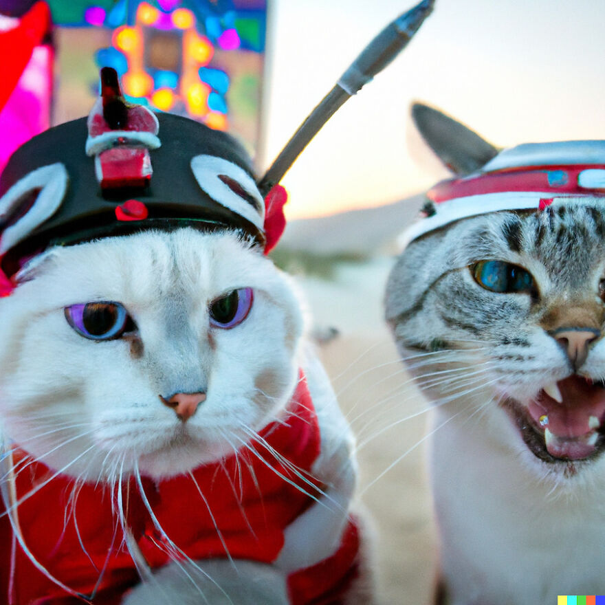 I Have Created Pictures Portraying Cats Taking Over The Burning Man With Ai (11 Pics)