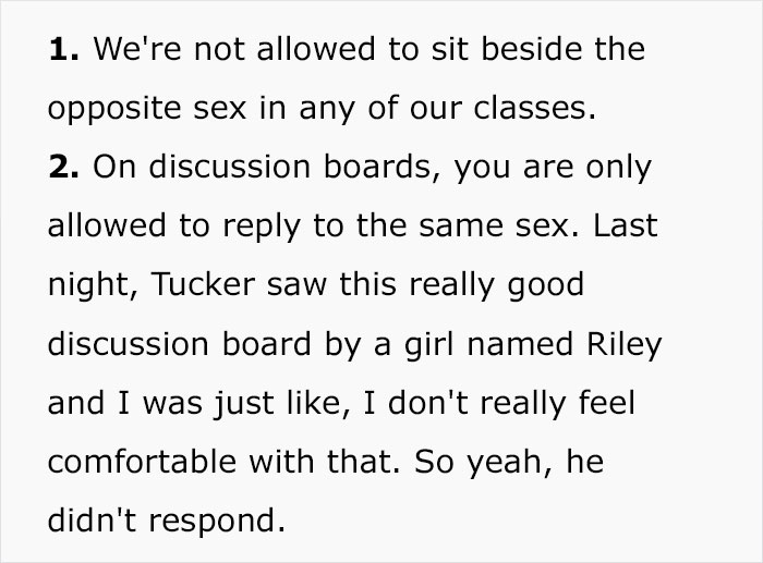 Christian Woman Lists All The Boundaries She And Her Husband Have, Like Not Sitting Next To The Opposite Gender, Apparently It's All A Joke