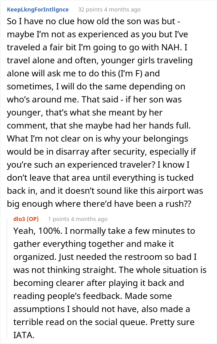 Man Is Puzzled That A Woman Turned Down His Request To Watch His Belongings At The Airport While He Uses The Restroom