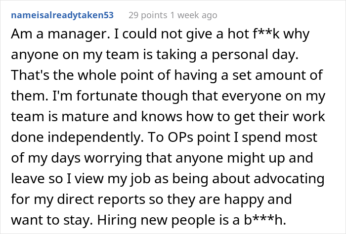 Person Explains Why He Stopped Telling Bosses Why He Needs A Day Off And Why There's Nothing They Can Do About It