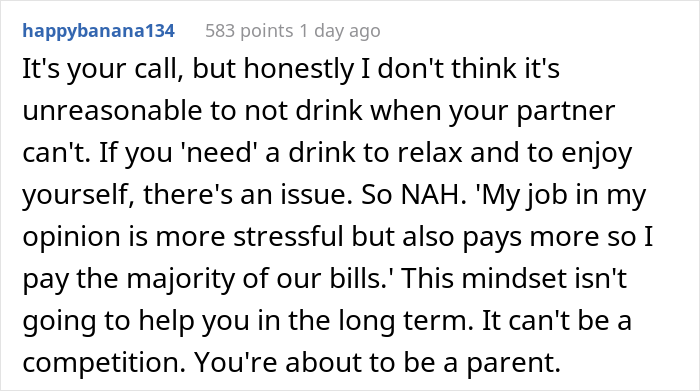 Husband Asks If He Is Wrong For Cancelling Trip As His Pregnant Wife Asked Him To Not Drink Any Alcohol