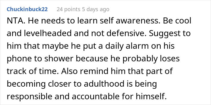 Mom Has Enough Of Her Son Forgetting To Shower And Just Stops Reminding Him, Asks If She Was A Jerk After He Got Humiliated