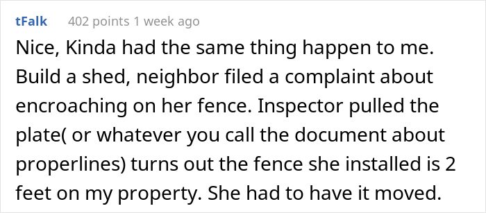 Woman Is Upset That Neighbors’ Shed Is Too Big, Calls Inspector, Regrets It When They Maliciously Comply Woman Is Upset That Neighbors’ Shed Is Too Big, Calls Inspector, Regrets It When They Maliciously Comply