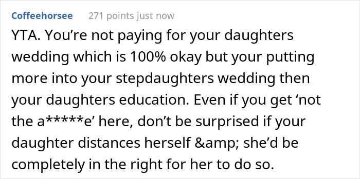 Dad Let His Daughter Know He Won&rsquo;t Be Paying For Her Wedding And Refuses To Help Her Further With Student Debt, But Contributes To Stepdaughter&rsquo;s Wedding