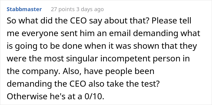 HR Makes Employees Take A Skill Test Designed For New Hires, They Maliciously Comply, HR Ends Up Scoring The Lowest